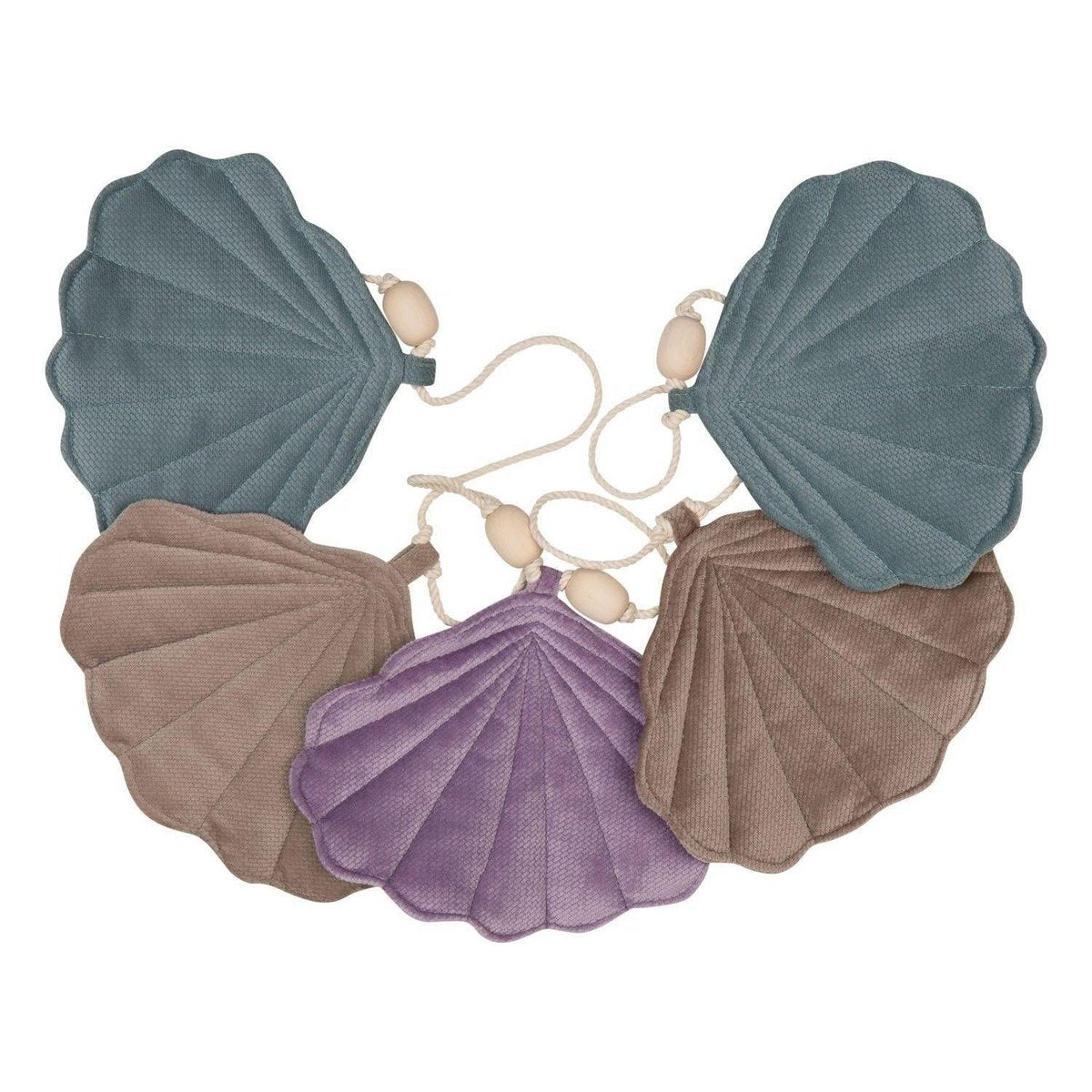 Fluwelen Slinger met Schelpen “Grijs Mint”