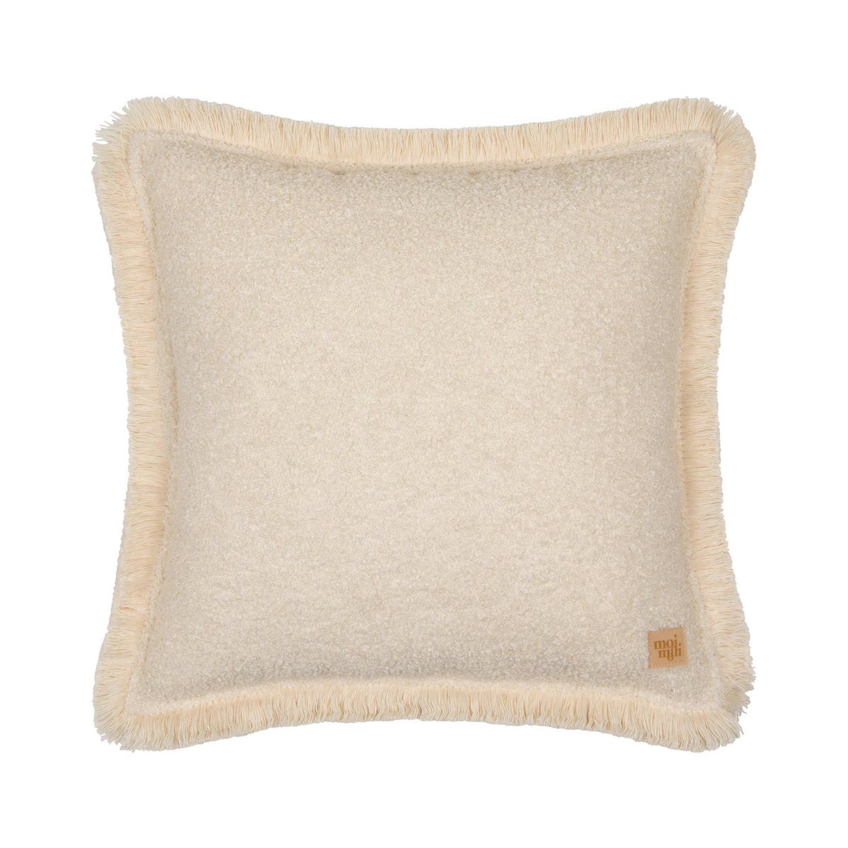 Vierkant bouclé teddykussen met zoom