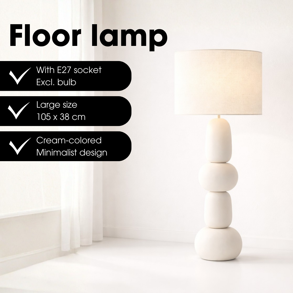 Vloerlamp Menko Crème