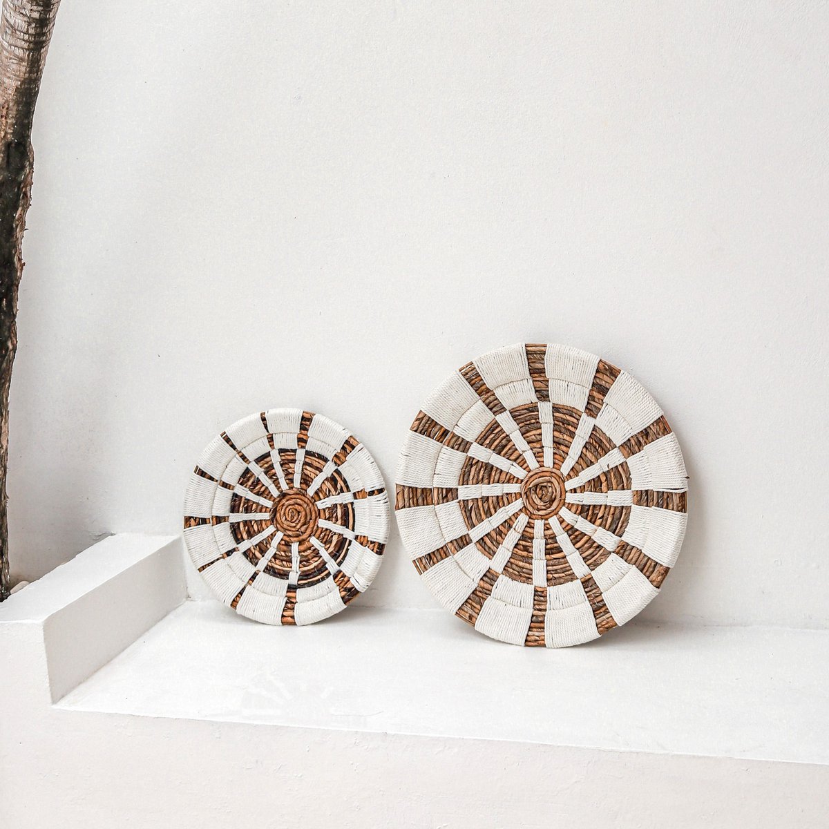Wanddecoratie | Wandmand | Wandmand | Decoratieve schaal HUTAN van bananenvezel (2 maten)