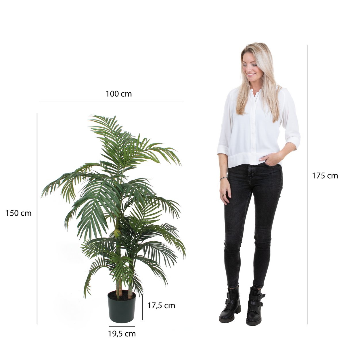 Areca palm Kunstplant - H150 x Ø100 cm - groen-Kunst planten-Mica Decorations-Ik Hout ervan.