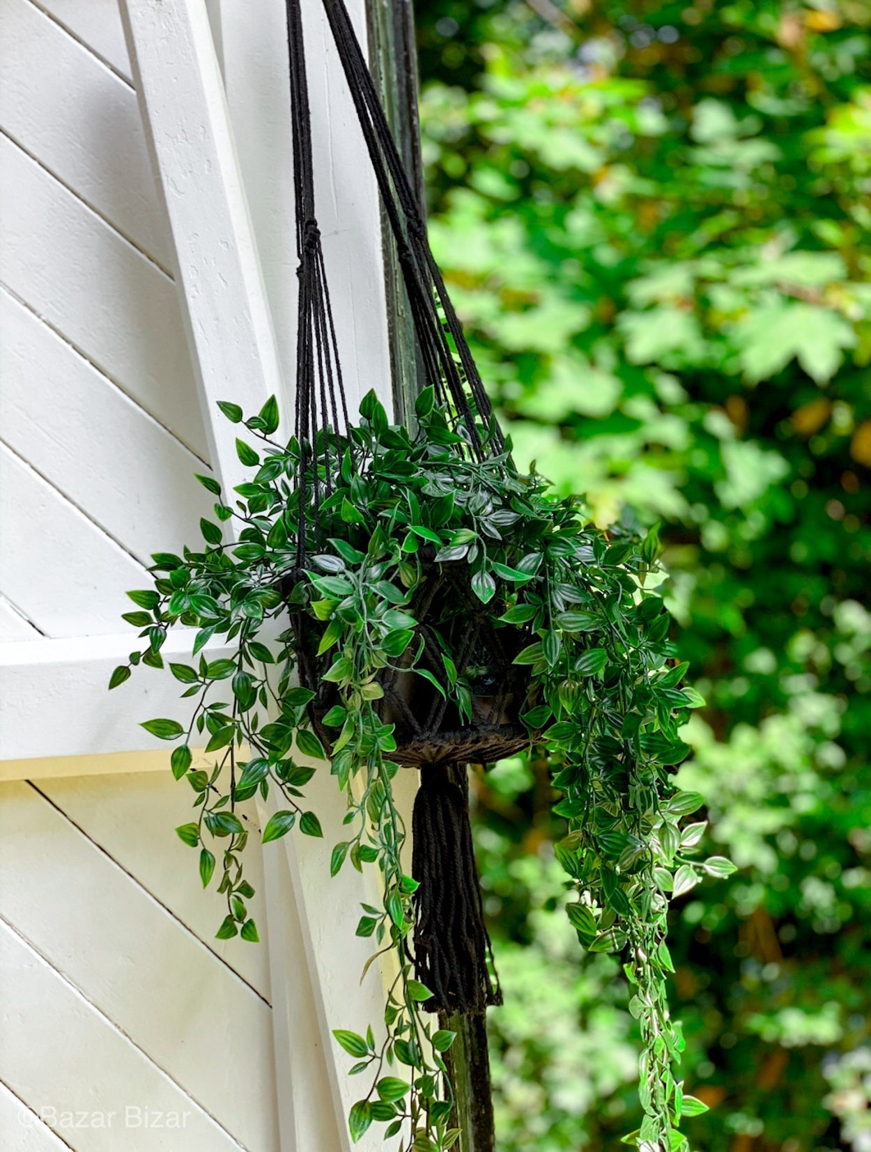 De Macrame Plantenhouder - Zwart - M