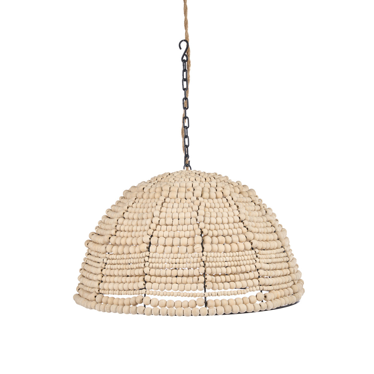Hanger met koepel van houten kralen - naturel