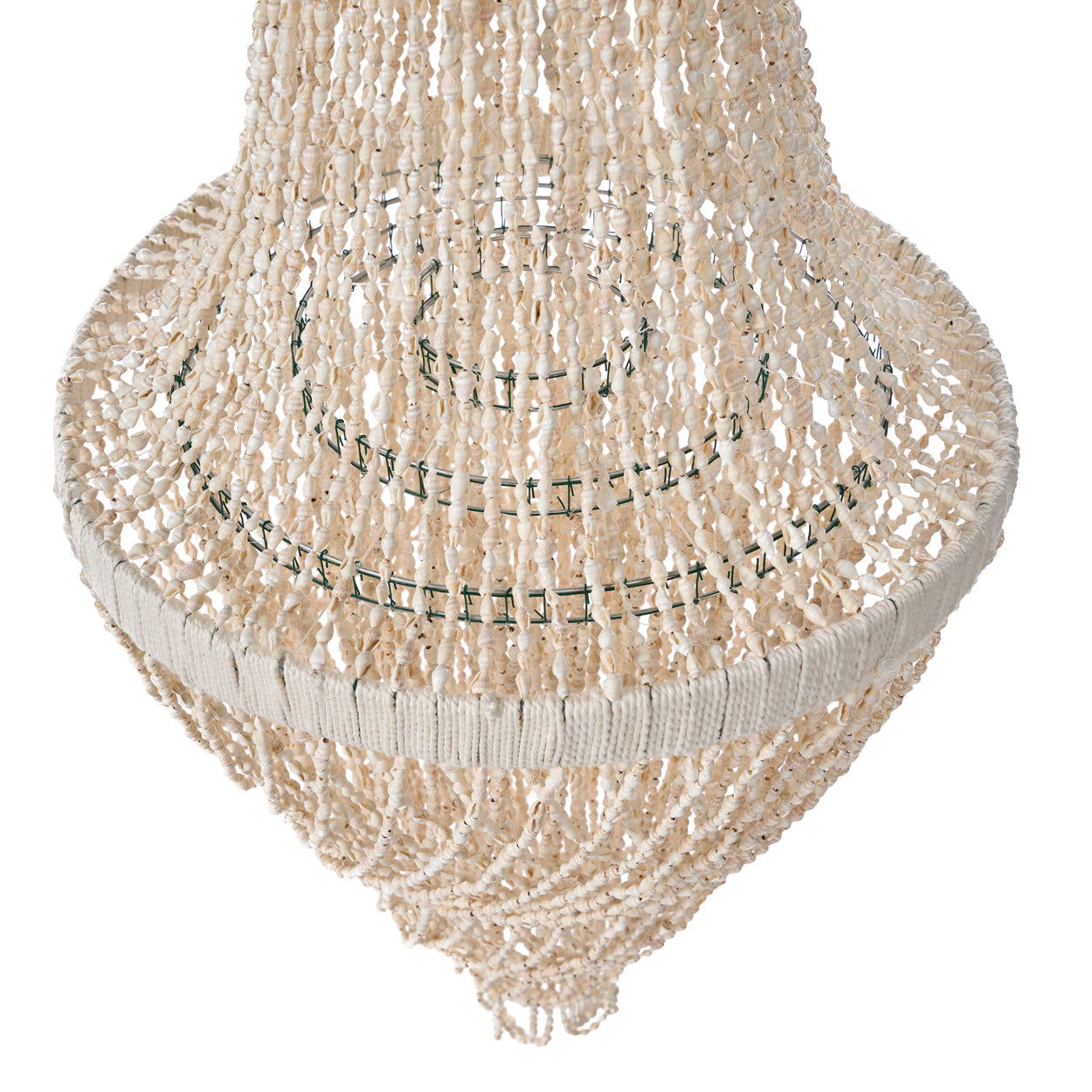 Schelpenkroonluchter Oceaan Toren naturel 40 cm detail
