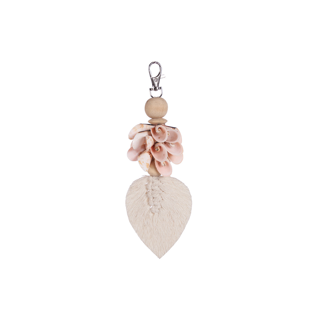 De Shiva-schelp sleutelhanger - roze-wit