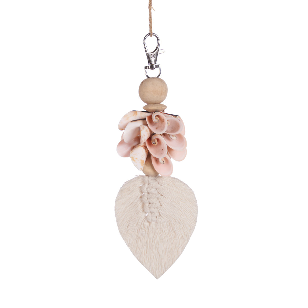 De Shiva-schelp sleutelhanger - roze-wit