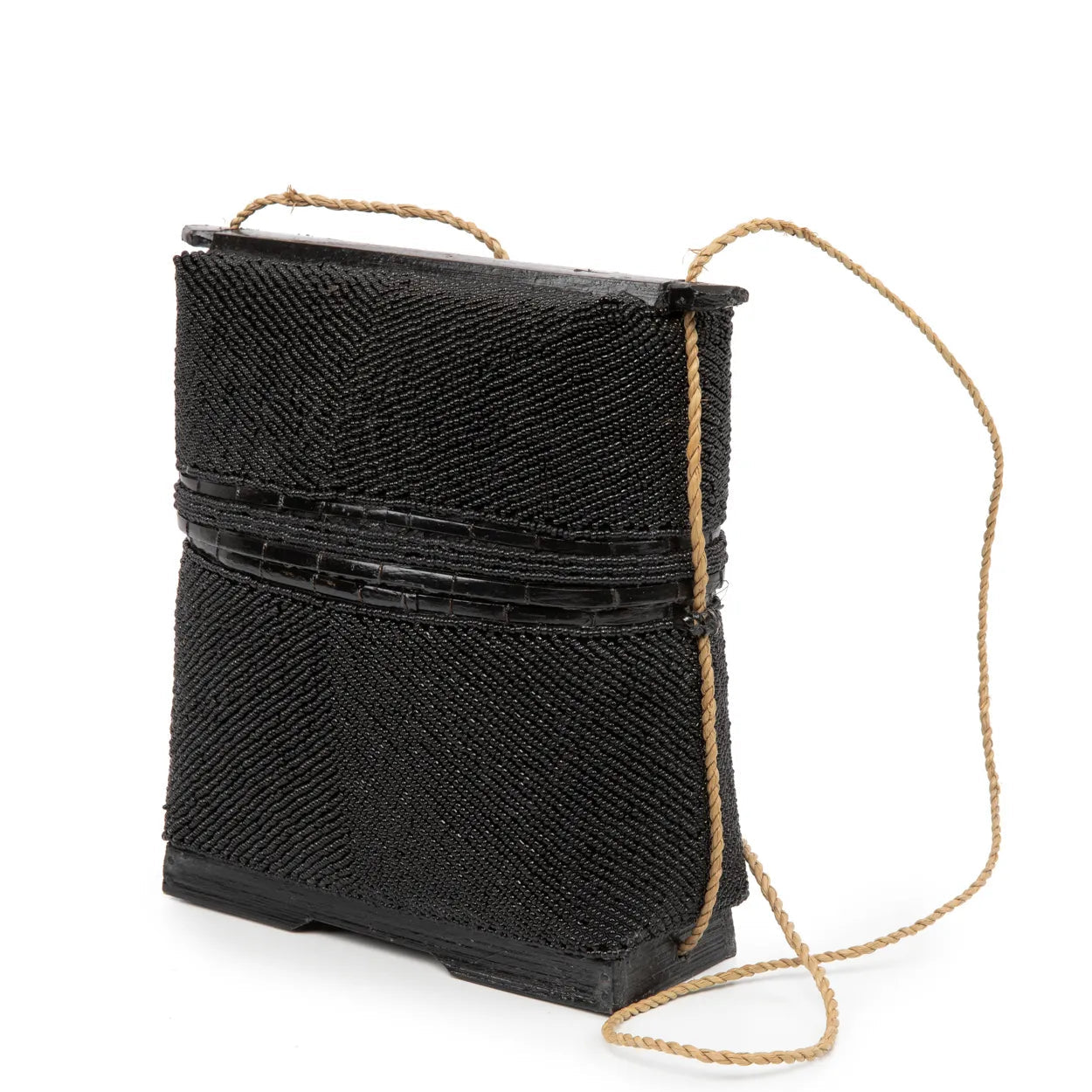 Schatkist met kralen en deksel zwart 25 cm