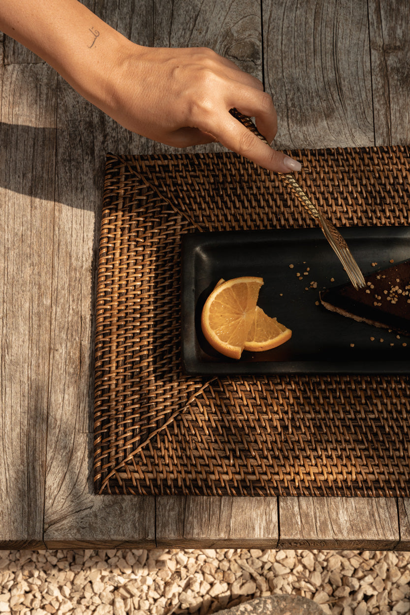 De koloniale rechthoekige placemat - naturel bruin