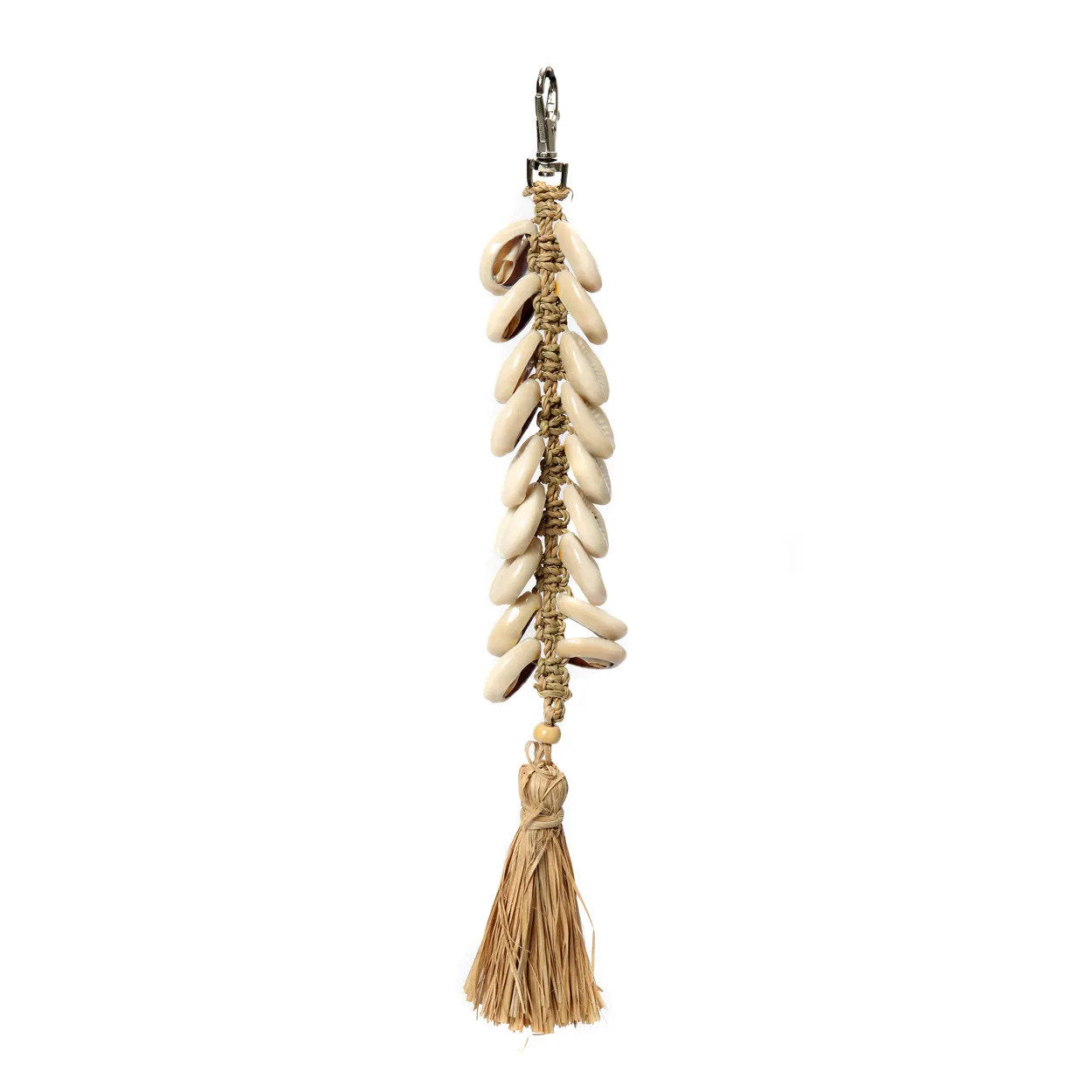 De Raffia Fishbone Keychain - Natural White