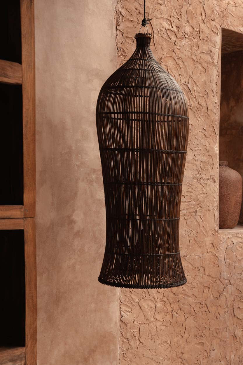 Sfeerbeeld van rotan hanglamp oasis 35 cm