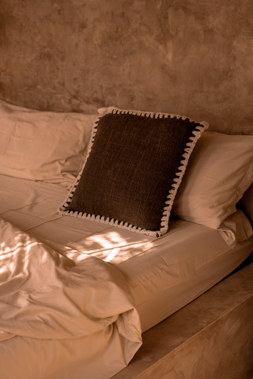 De Espresso Edge kussenhoes - bruin-wit