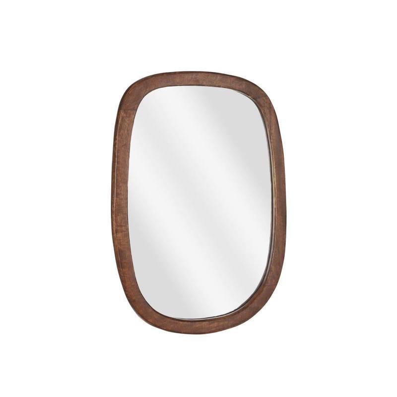 Bosco Wandspiegel - L35 x B50 cm - Mangohout - Donkerbruin-ovalen spiegels-Mica Decorations-Ik Hout ervan.