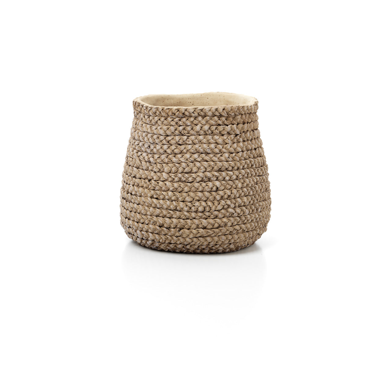 Nep gevlochten plantenpot - naturel - L