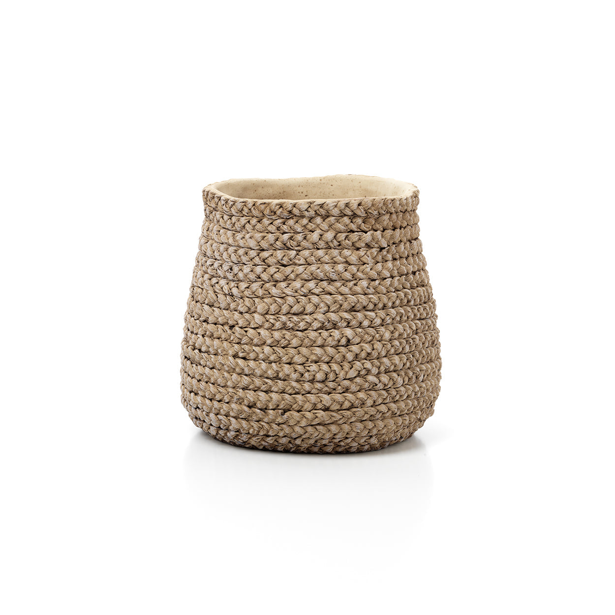 Nep gevlochten plantenpot - naturel - L