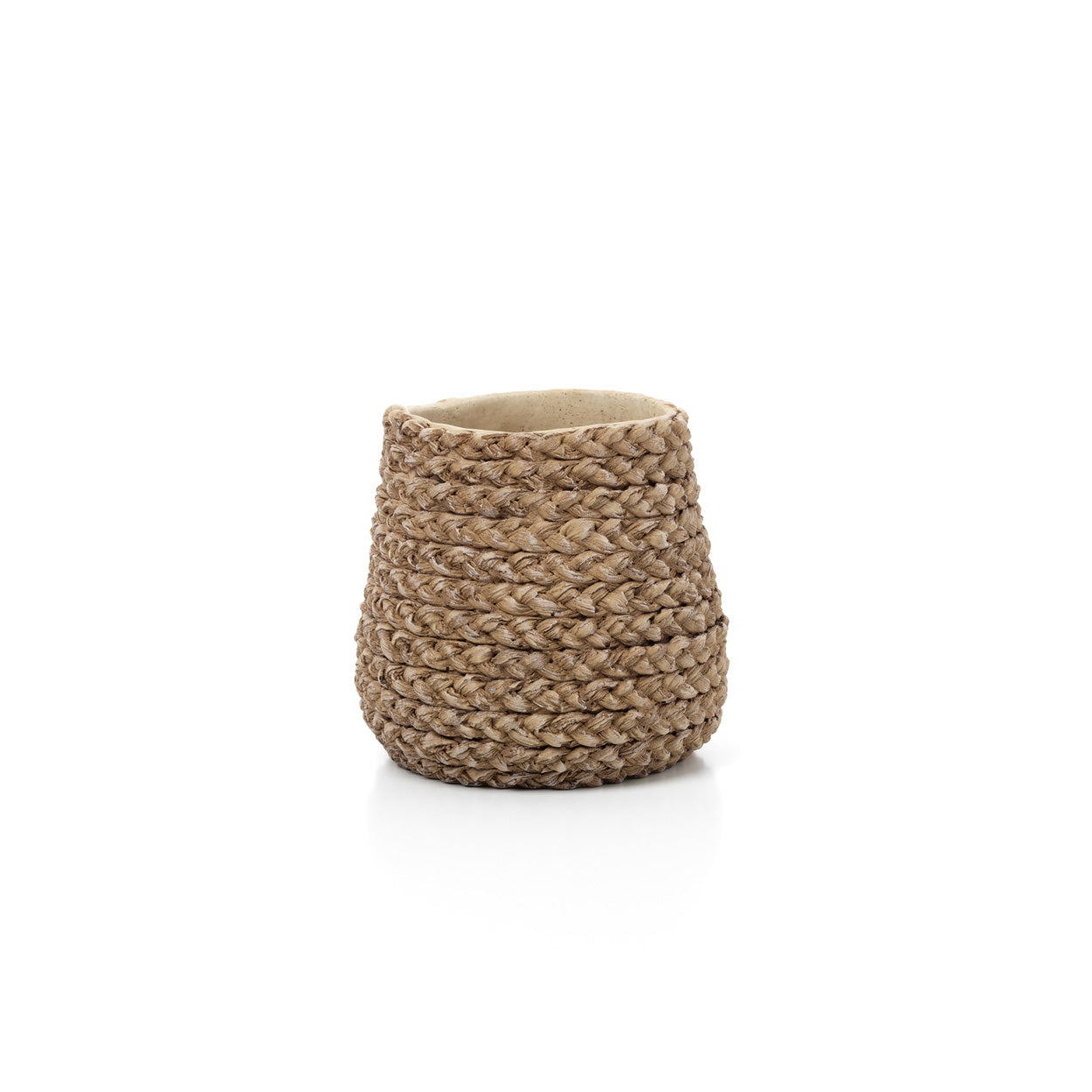 Nep gevlochten plantenpot - naturel - S