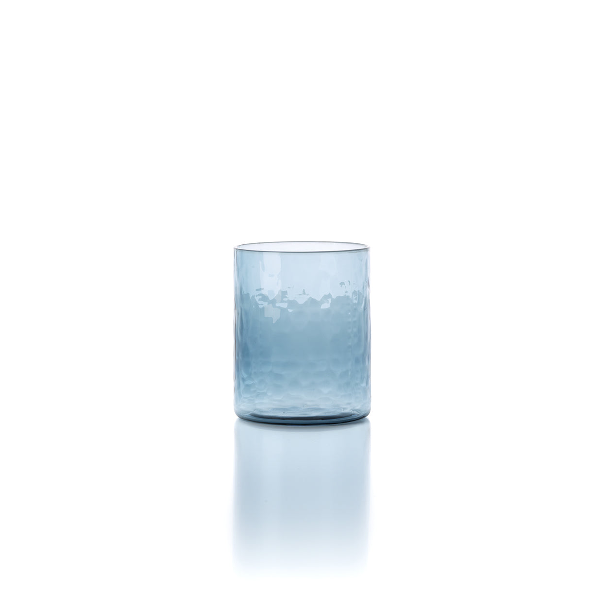 Azuurkleurig gehamerd hoog drinkglas - blauw