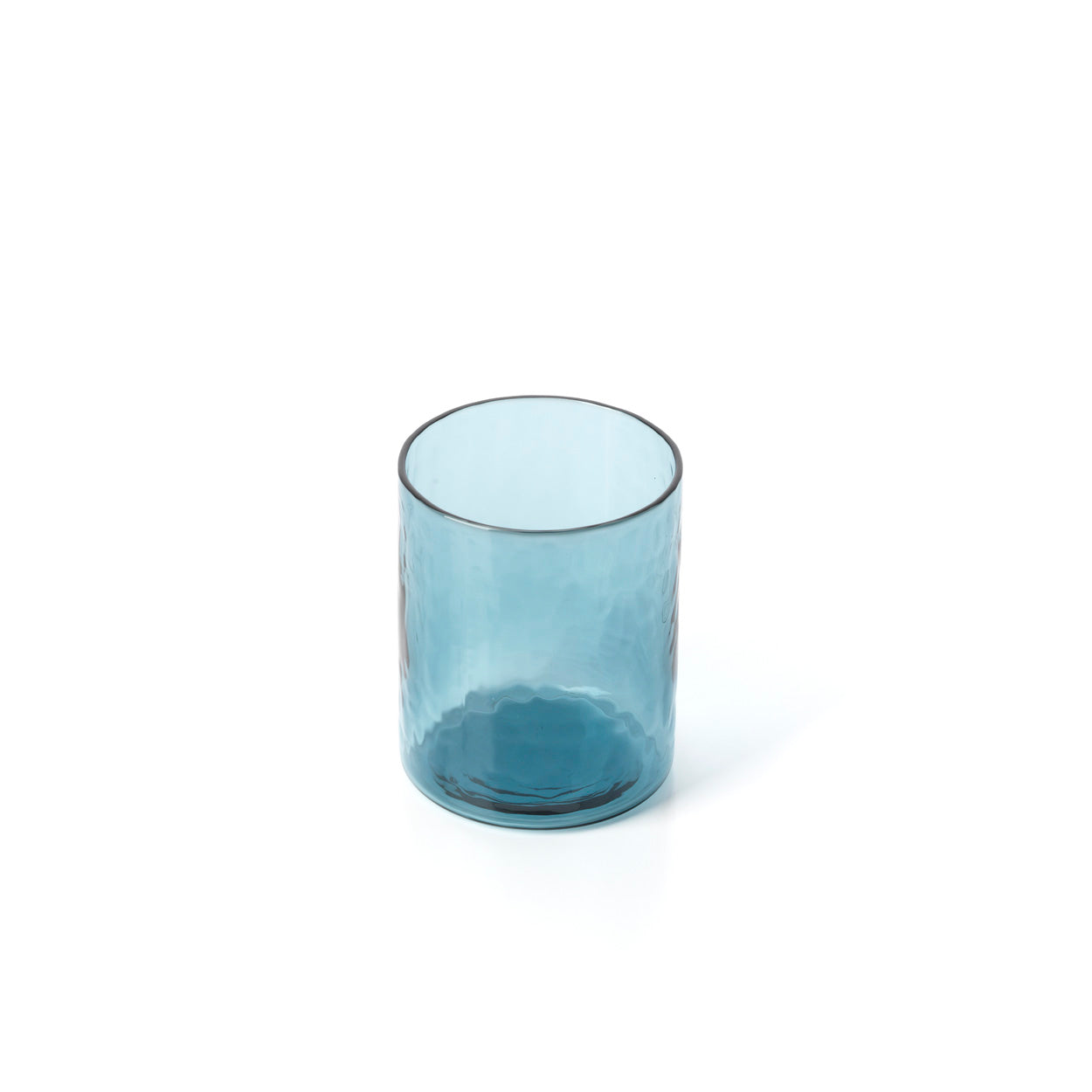 Azuurkleurig gehamerd hoog drinkglas - blauw