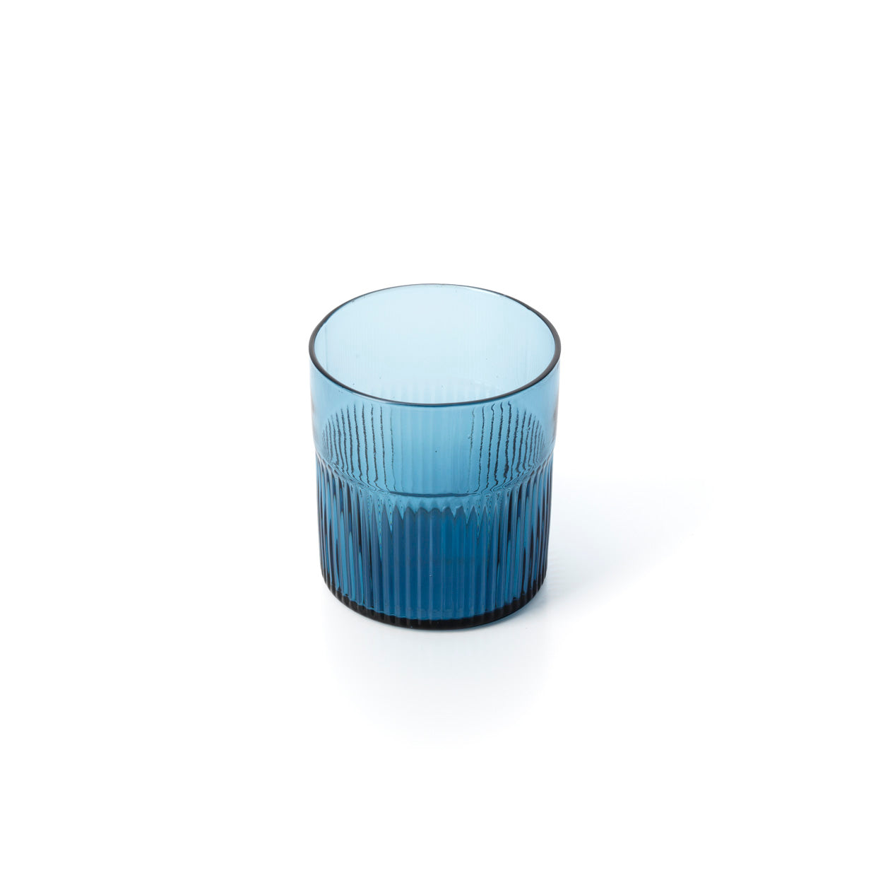 De azuurgeribbelde lage tumbler - blauw