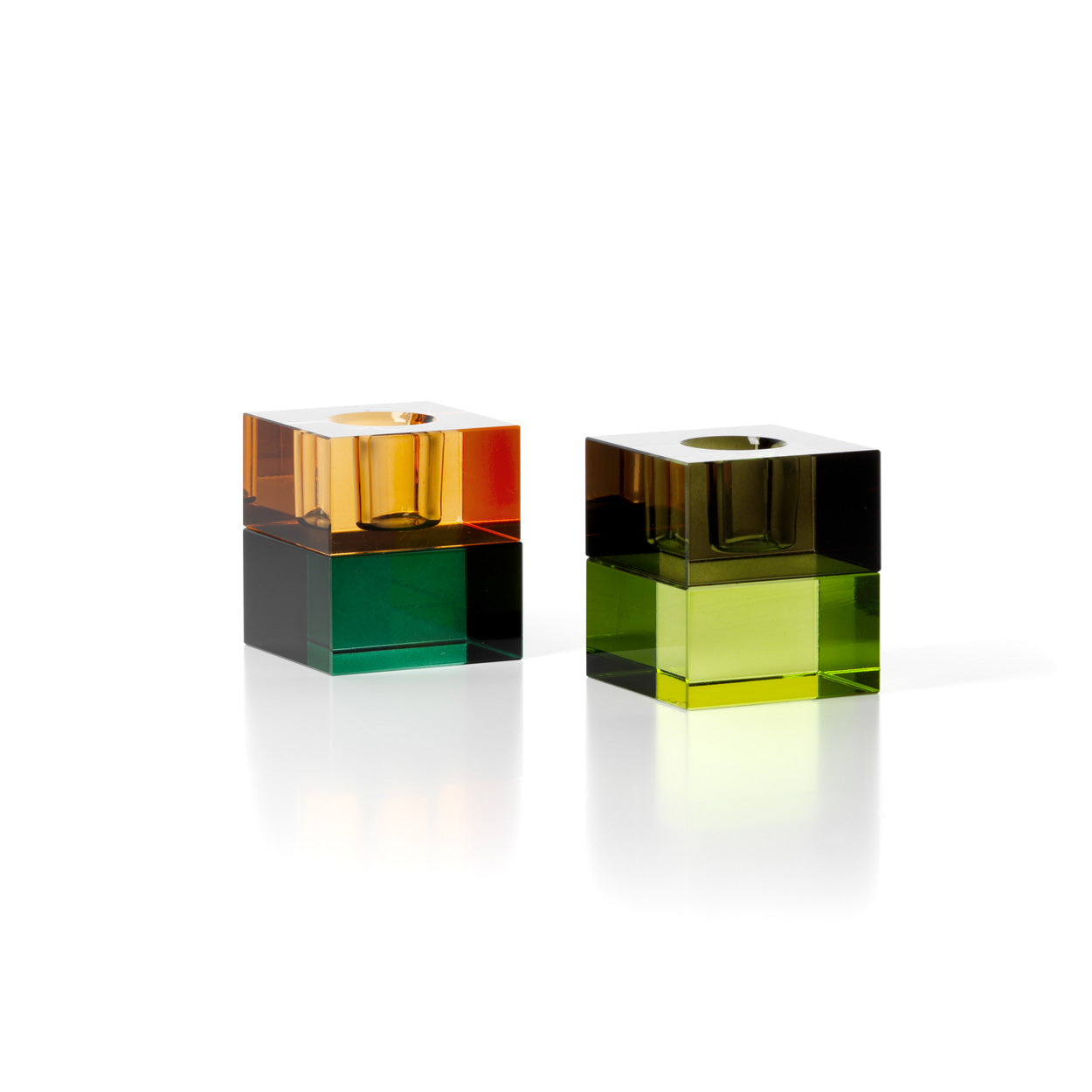 De Gem Blocks-kaarsenhouder - groen amber