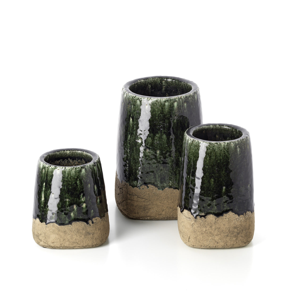 De Moss kegelvormige plantenpot - betongroen - L