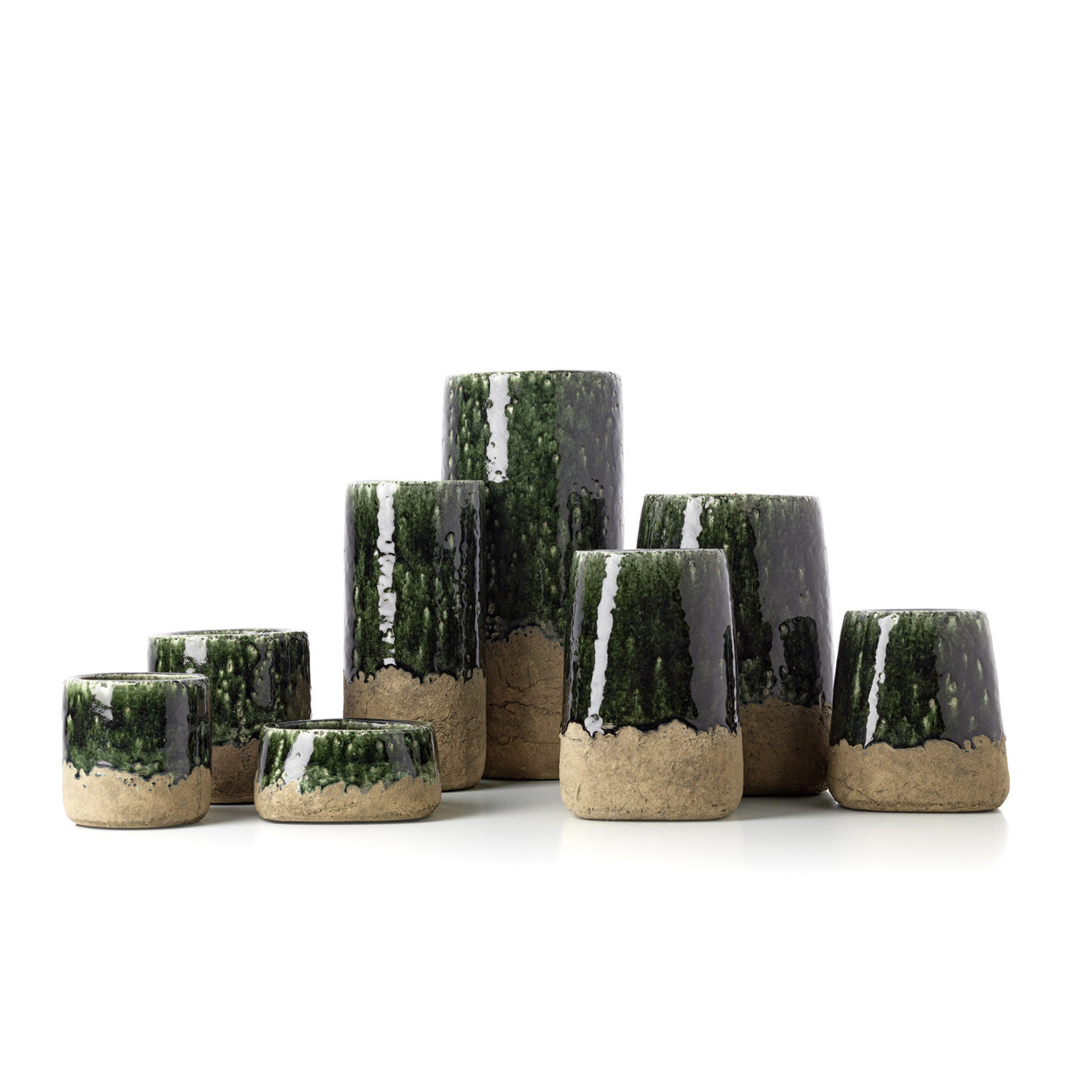De Moss kegelvormige plantenpot - betongroen - S