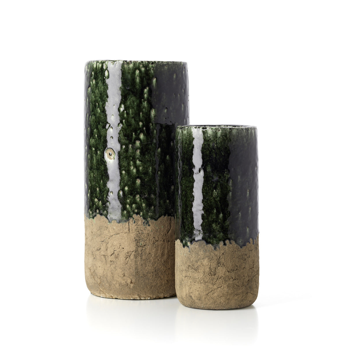 De mos cilindervaas - betongroen - M
