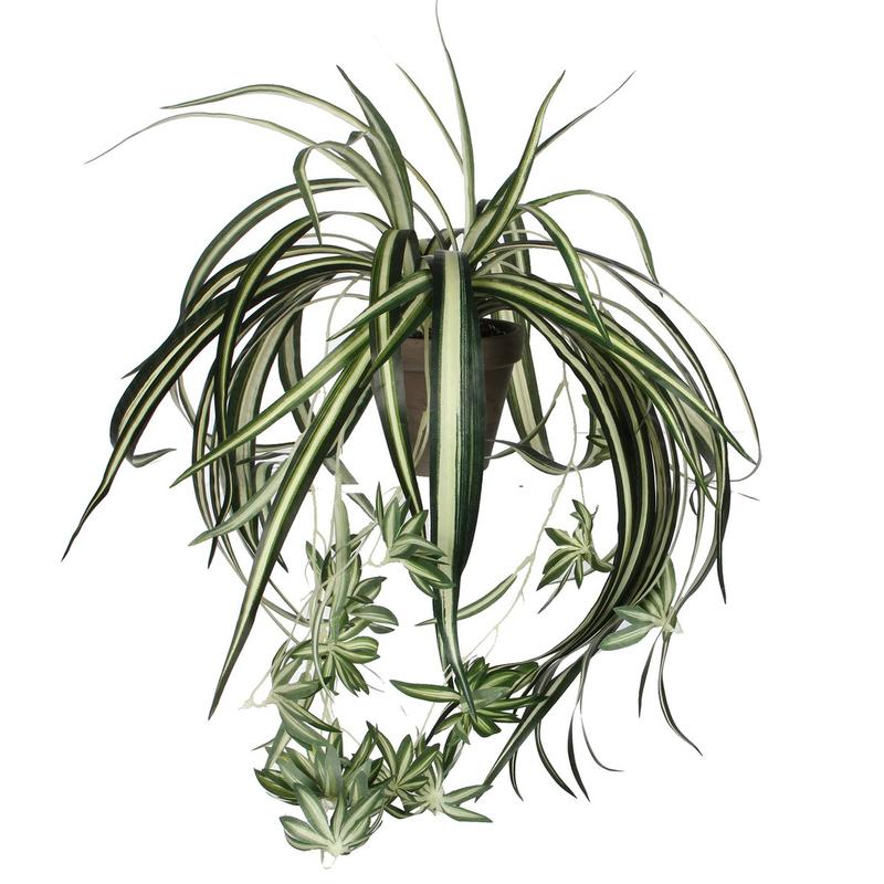 Chlorophytum Kunstplant in Bloempot Stan - H45 x Ø45 cm - Groen-Mica Decorations-Ik Hout ervan.
