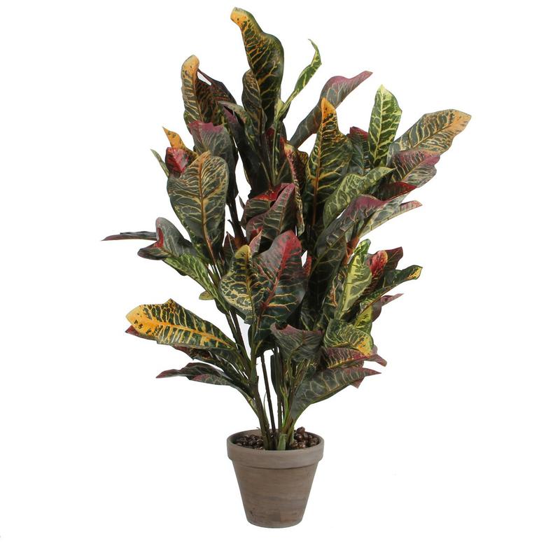 Croton Kunstplant in Bloempot Stan - H73 x Ø40 cm - Bont-Mica Decorations-Ik Hout ervan.
