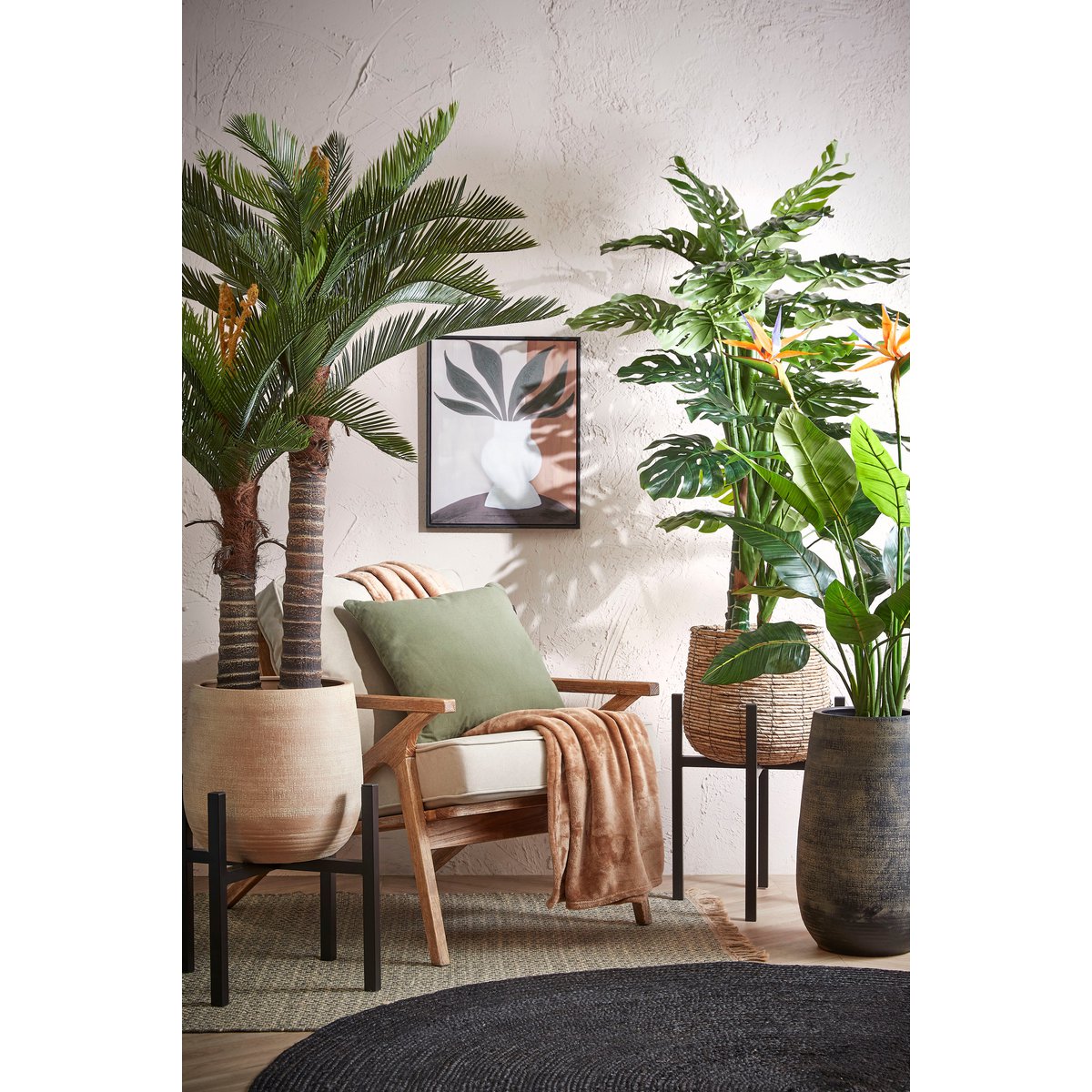 Cycas Palm Kunstplant - H150 x Ø100 cm - Groen-Kunst planten-Mica Decorations-Ik Hout ervan.