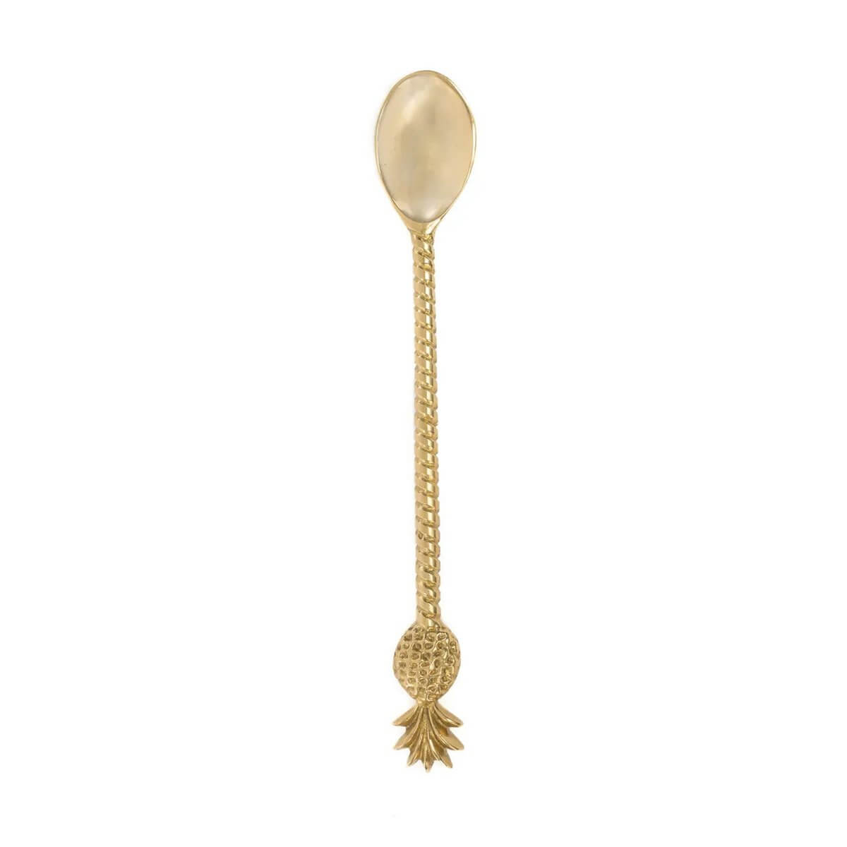 Gold pineapple long spoon with bohemian style, part of De Ananas cutlery collection. Elegant and made from solid brass.
