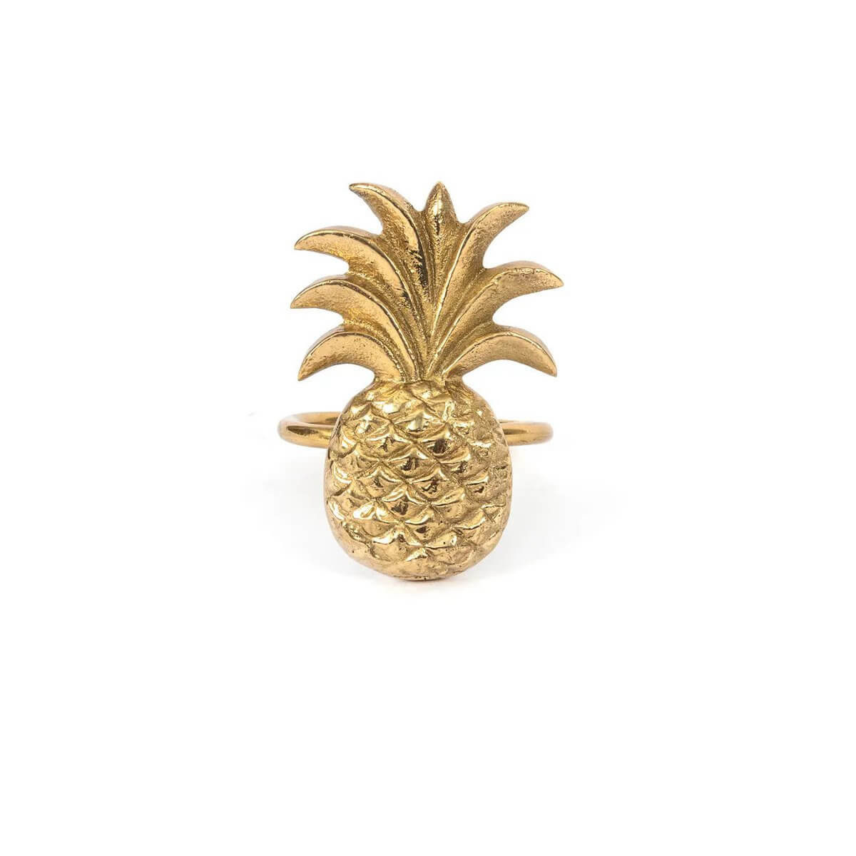 Gouden ananas servetring in bohemian stijl, gemaakt van massief messing. Voeg luxe en elegantie toe aan uw tafelsetting!