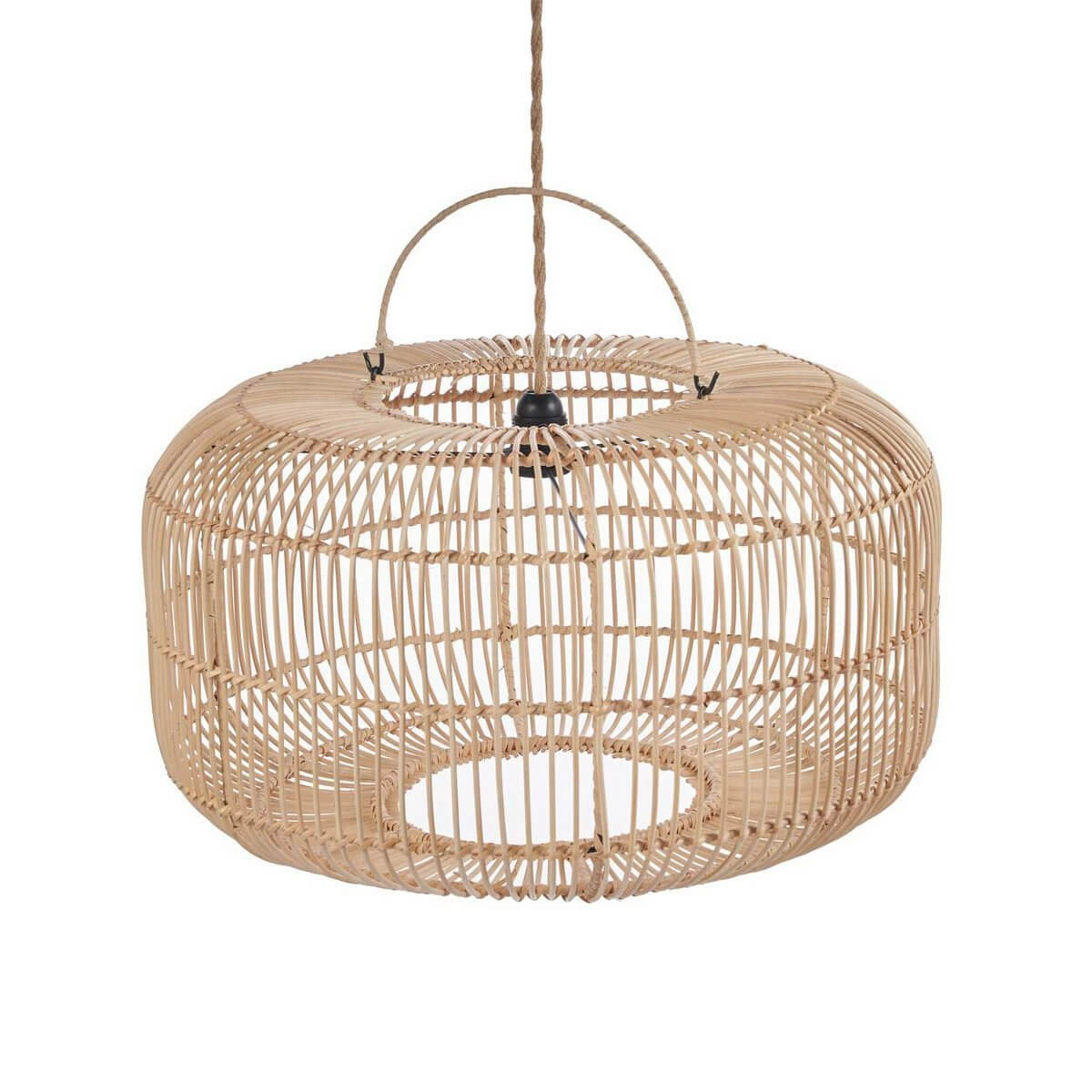 Bohemian-style Arun rattan pendant lamp in natural tones, perfect for adding warmth and character to any interior space.