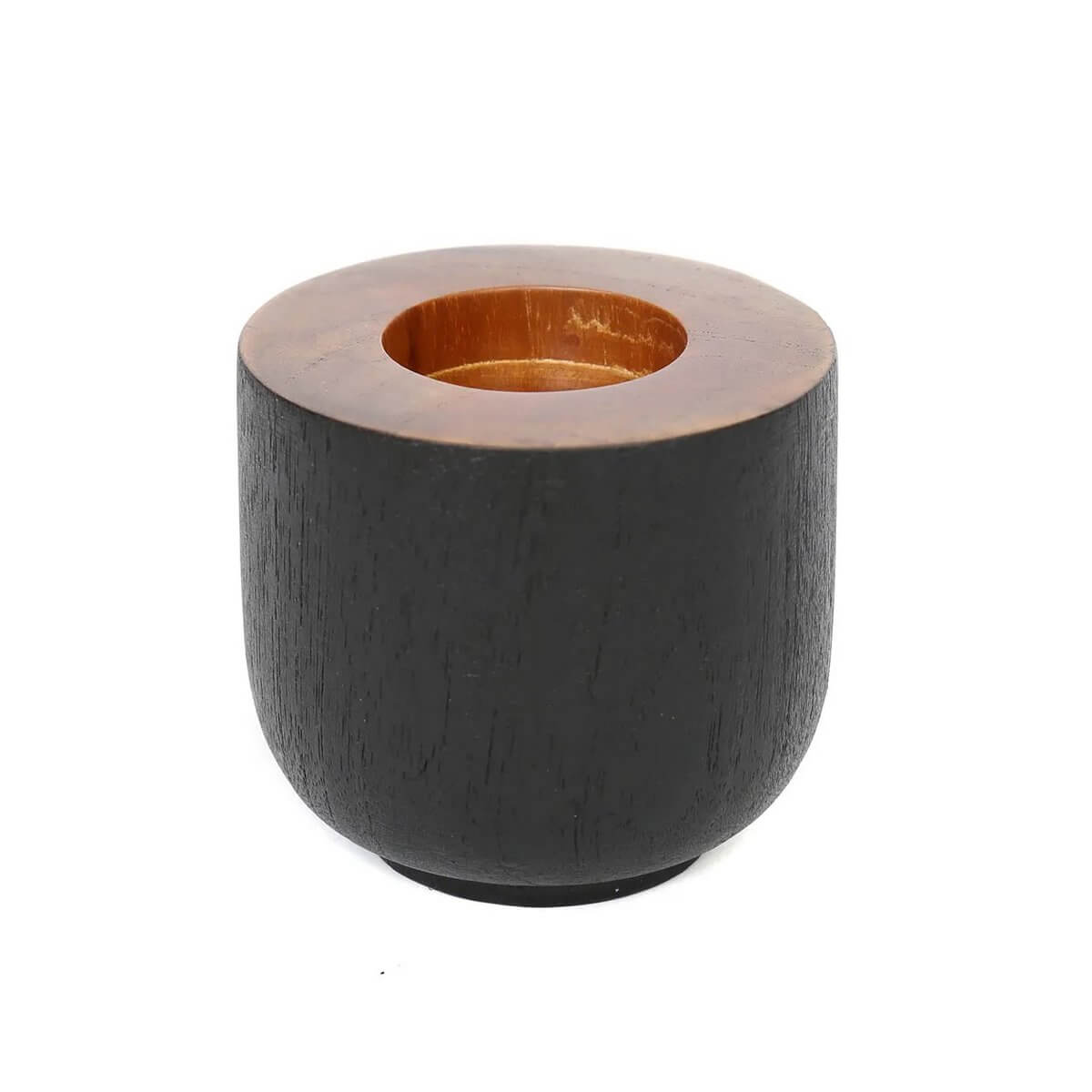 De Bondi Candle Holder by Bazar Bizar Living, minimalist teak wood design in bohemian style. Perfect for cozy evenings. Dimensions: 8x7.5cm.