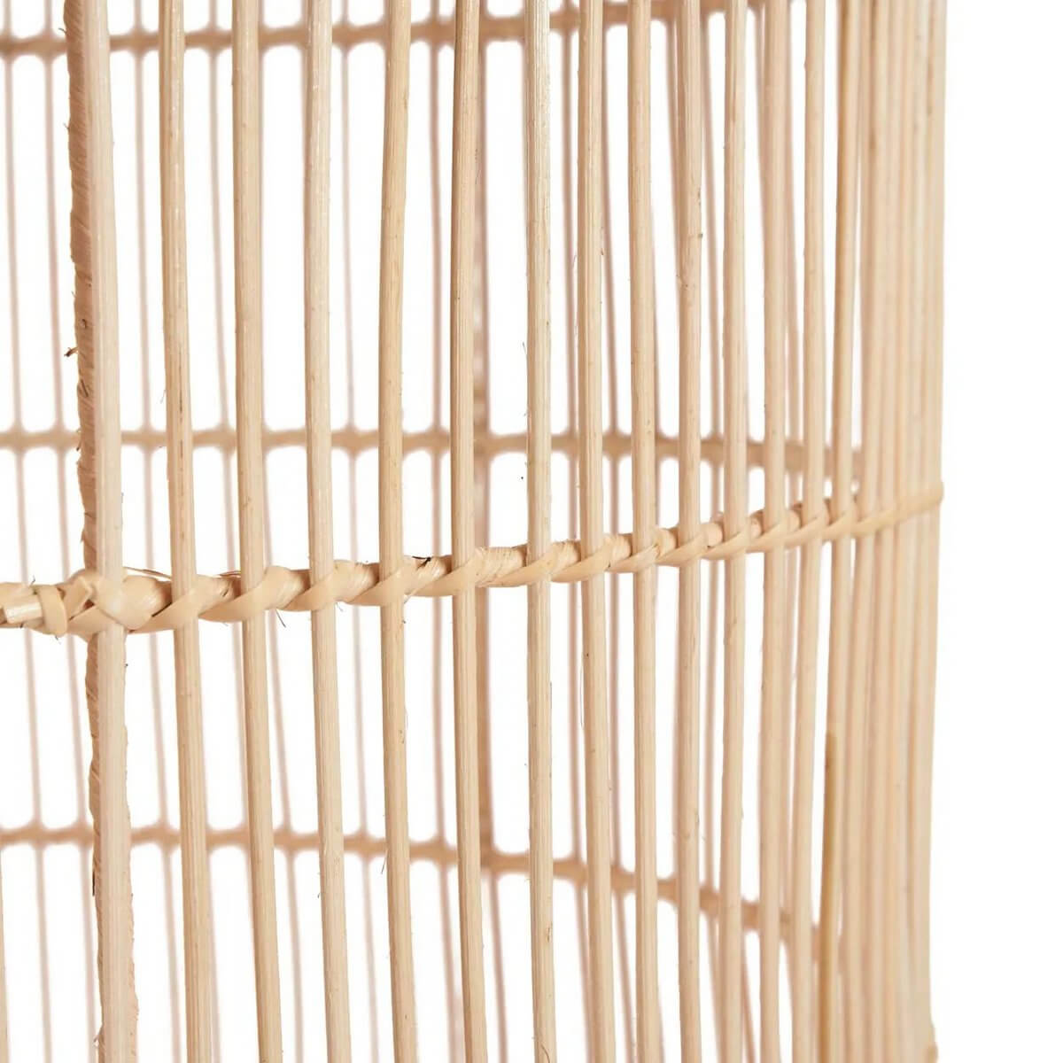Close-up of the Bozelo pendant lamp detail, showcasing natural rattan craftsmanship in a Bohemian style.