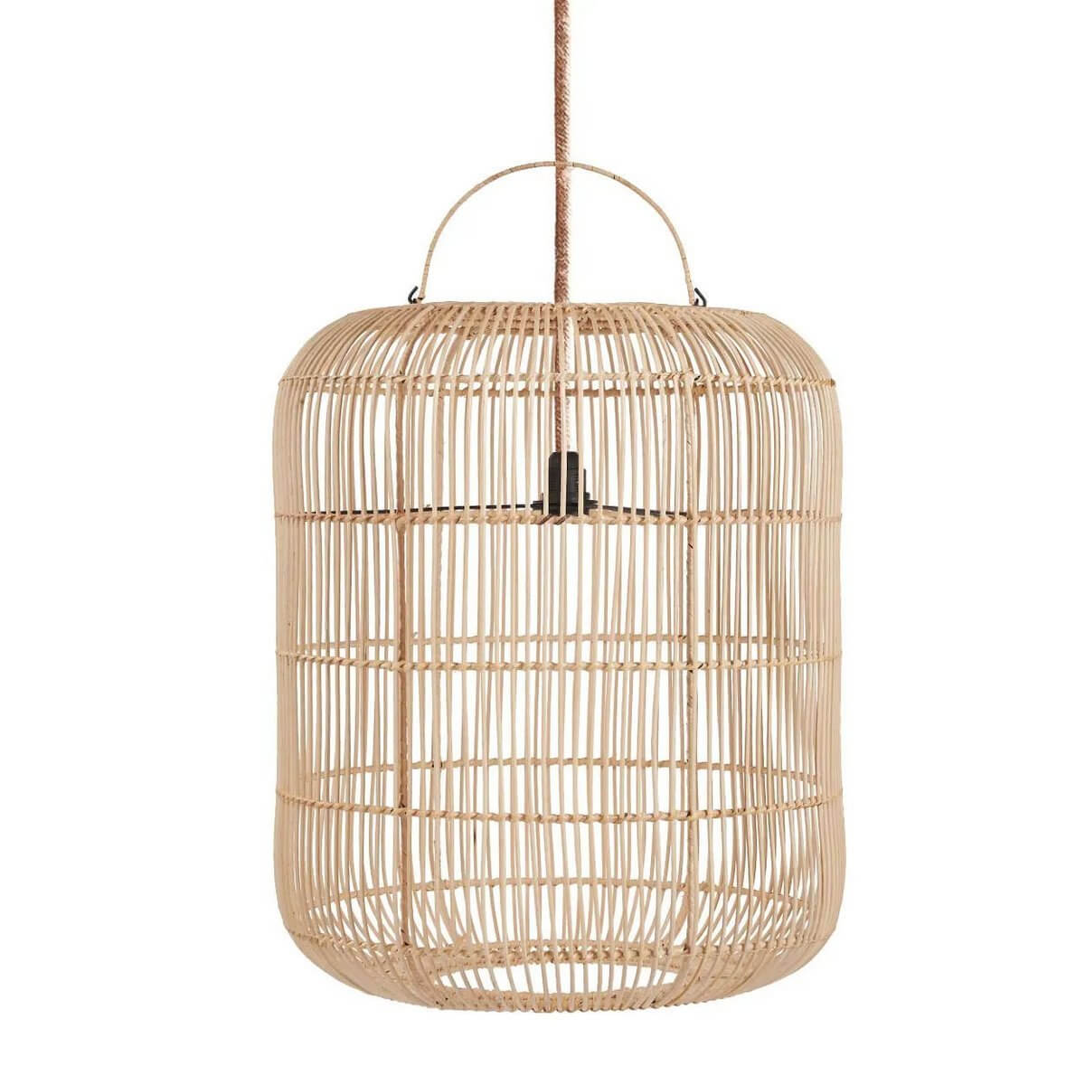 Bohemian style Bozelo Hanger lamp made of natural rattan, perfect for adding a warm glow in dining rooms or living areas.