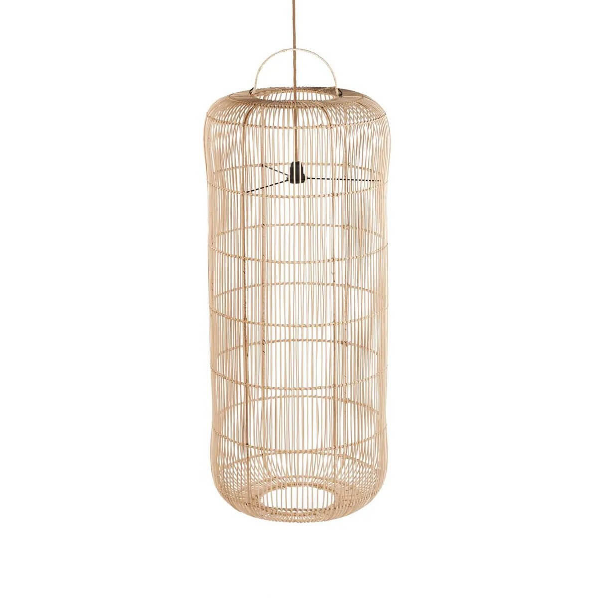 Bohemian XL De Bozelo Hanger in natural rattan, perfect for adding warm glow and elegance to your home decor.
