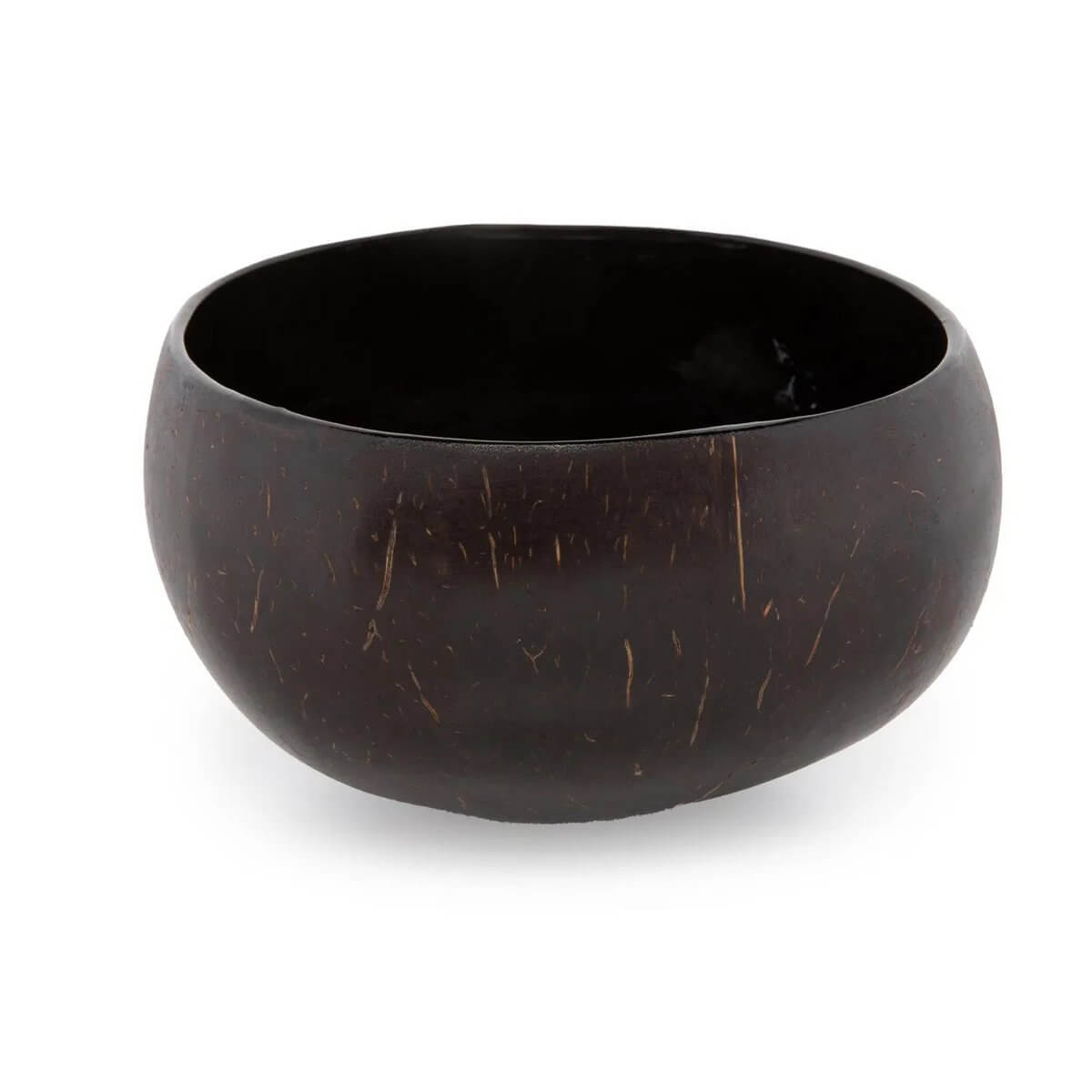 Bohemian natural black coconut bowl, perfect for breakfast or smoothie bowls, adding a tropical vibe, 140 characters or less.