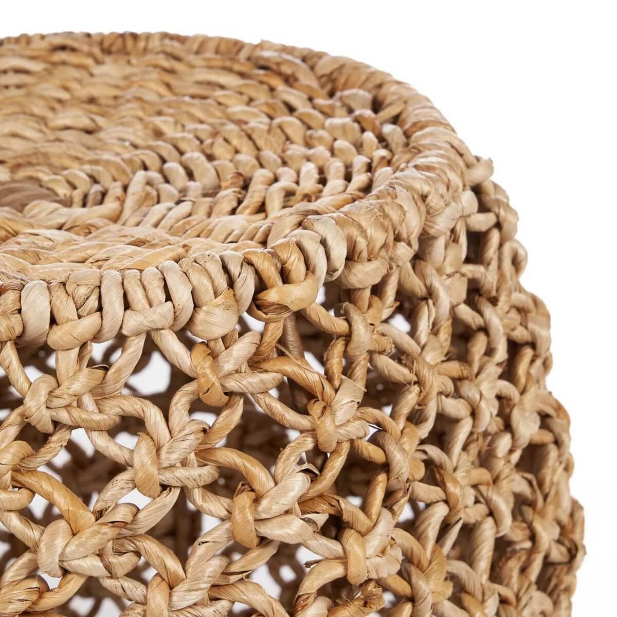 Close-up of Dannih Kruk, handmade from banana leaf, showcasing intricate texture and natural tones. Perfect for a Bohemian interior.