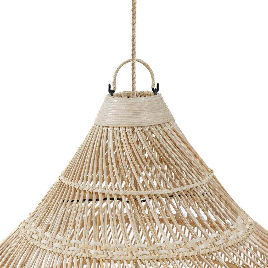 Rotan De Drop Hanglamp in natuurlijke kleur, XL formaat, met druppelvorm en complex patroon voor sfeervol licht in huis.