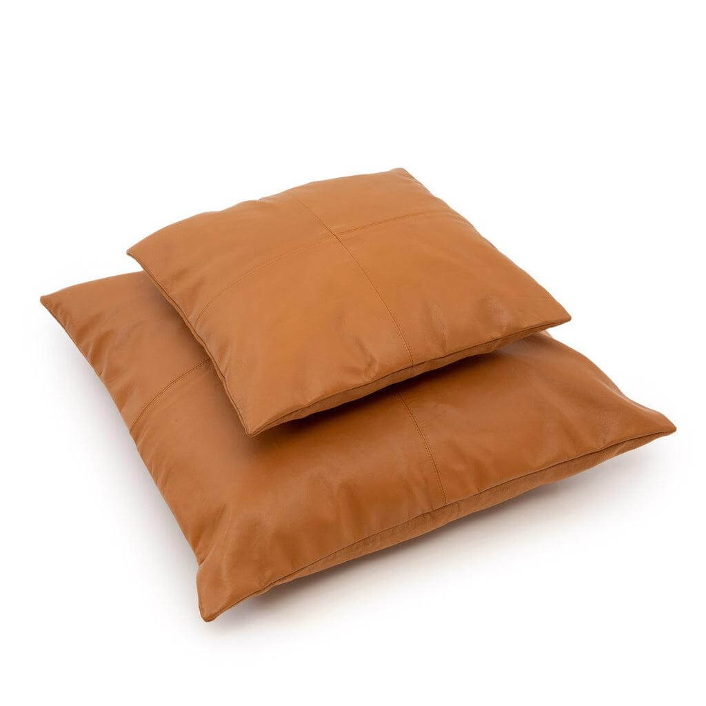 De Four Panel Leather Kussenhoes - Camel - 40x40