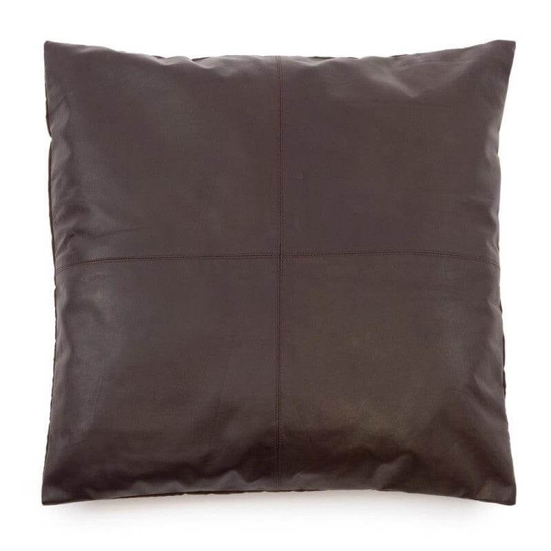 De Four Panel Leather Kussenhoes - Chocolade - 60x60