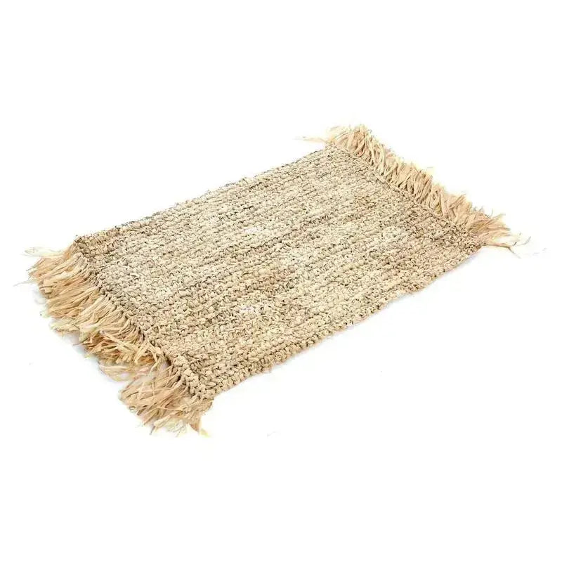 De Fringe Raffia Placemat Rechthoekig - Naturel-placmat-Bazar Bizar Living-Ik Hout ervan.