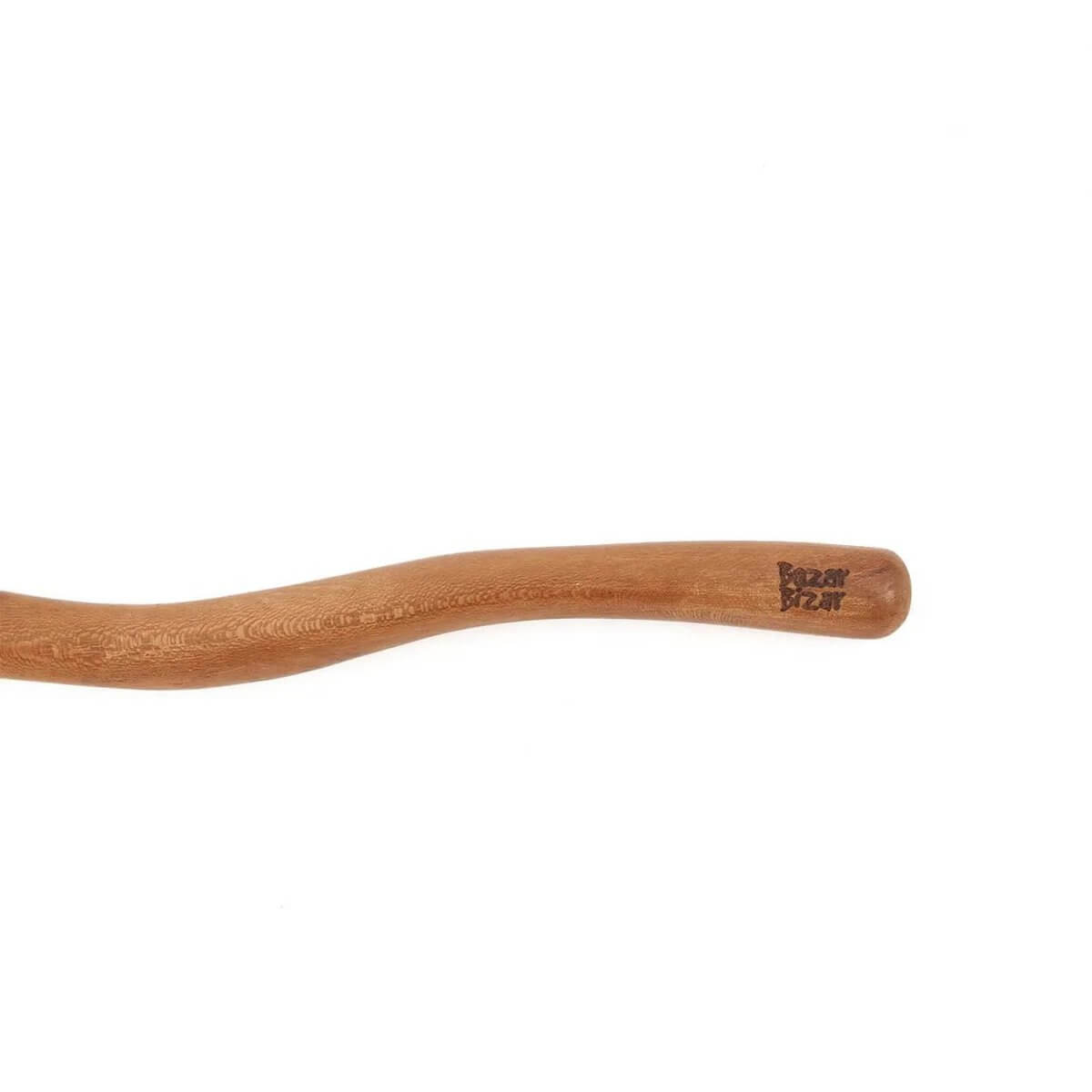 Bohemian twisted salad fork made of teak wood with elegant design handle, perfect for serving fresh and tasty salads.