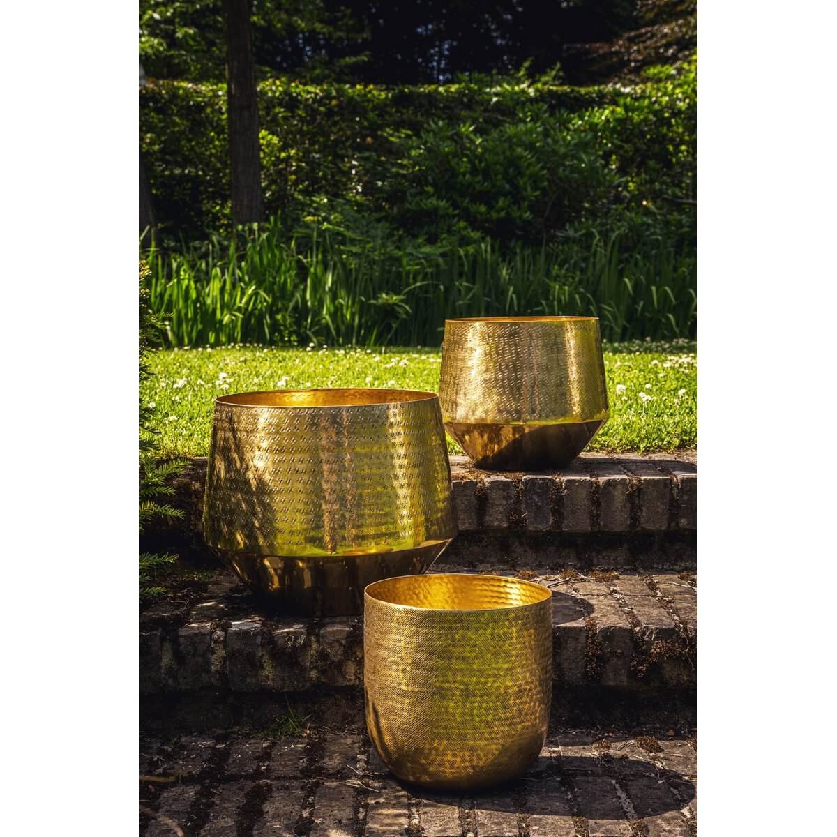 Grote gehamerde messing plantenbakken - stijlvolle oosterse flair voor binnen