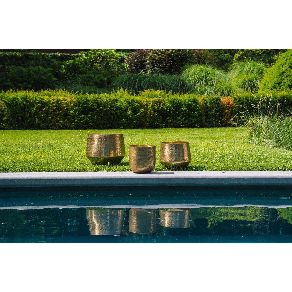 De Gehamerde Plantenbak - Messing - XL-Bazar Bizar Living-Ik Hout ervan.