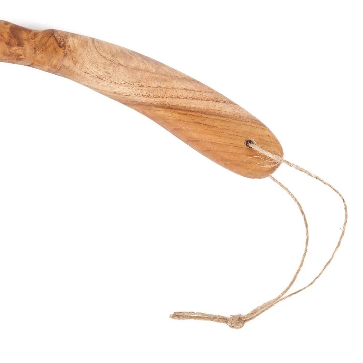 Hatra Brush natural teak handle with string, showcasing bohemian style and craftsmanship.