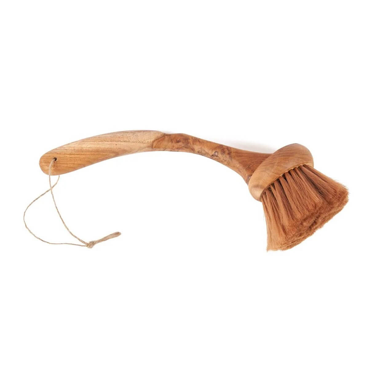 De Hatra Brush in teakhout with Bohemian style, perfect for scrubbing and cleaning, featuring a smooth handle and durable bristles.