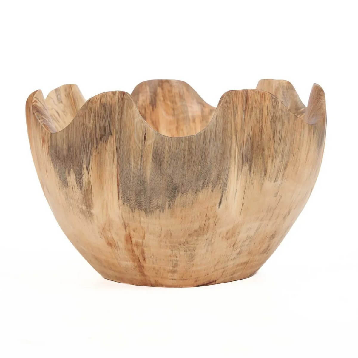 Alt Tag: Handcrafted Ifefe Fruitschaal in teak wood, showcasing a Bohemian style with warm, inviting design for elegant fruit display.