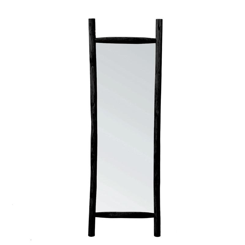 De Island Dressing Spiegel Zwart: grote vloerspiegel voor kleedkamer of slaapkamer, handgemaakt en decoratief voor elke muur.
