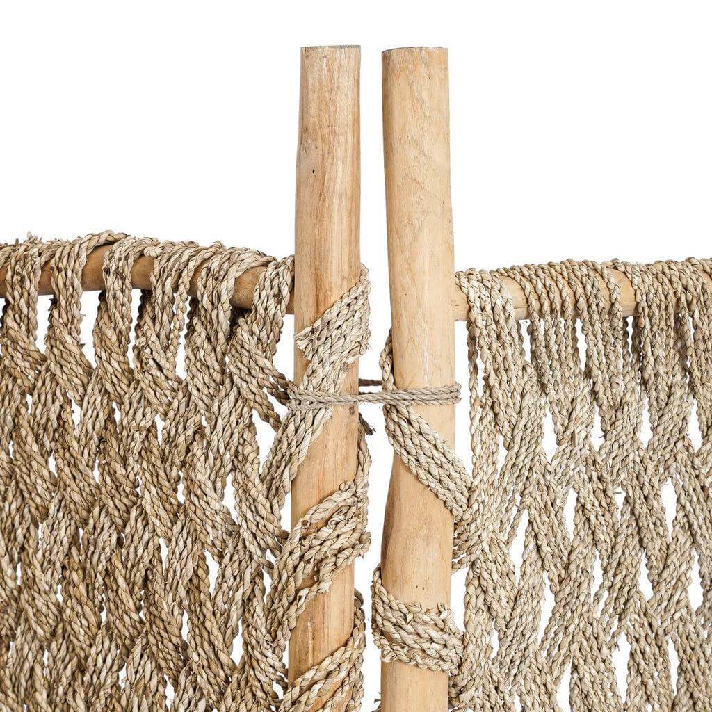 Kamerscherm van zeegras en teak hout